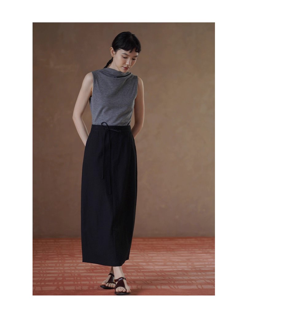 不出錯都會通勤基本款半身裙繫帶顯瘦H型直筒高腰裙女