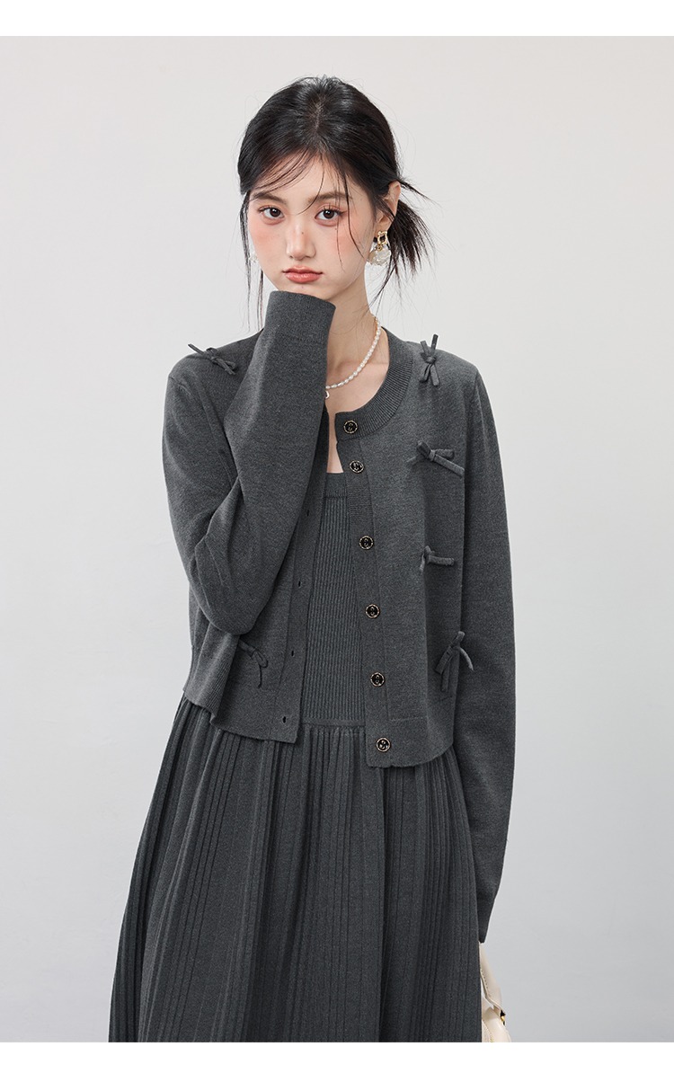 中大尺碼胖mm長裙針織開襟衫外套套裝2025穿搭洋裝兩件套裝