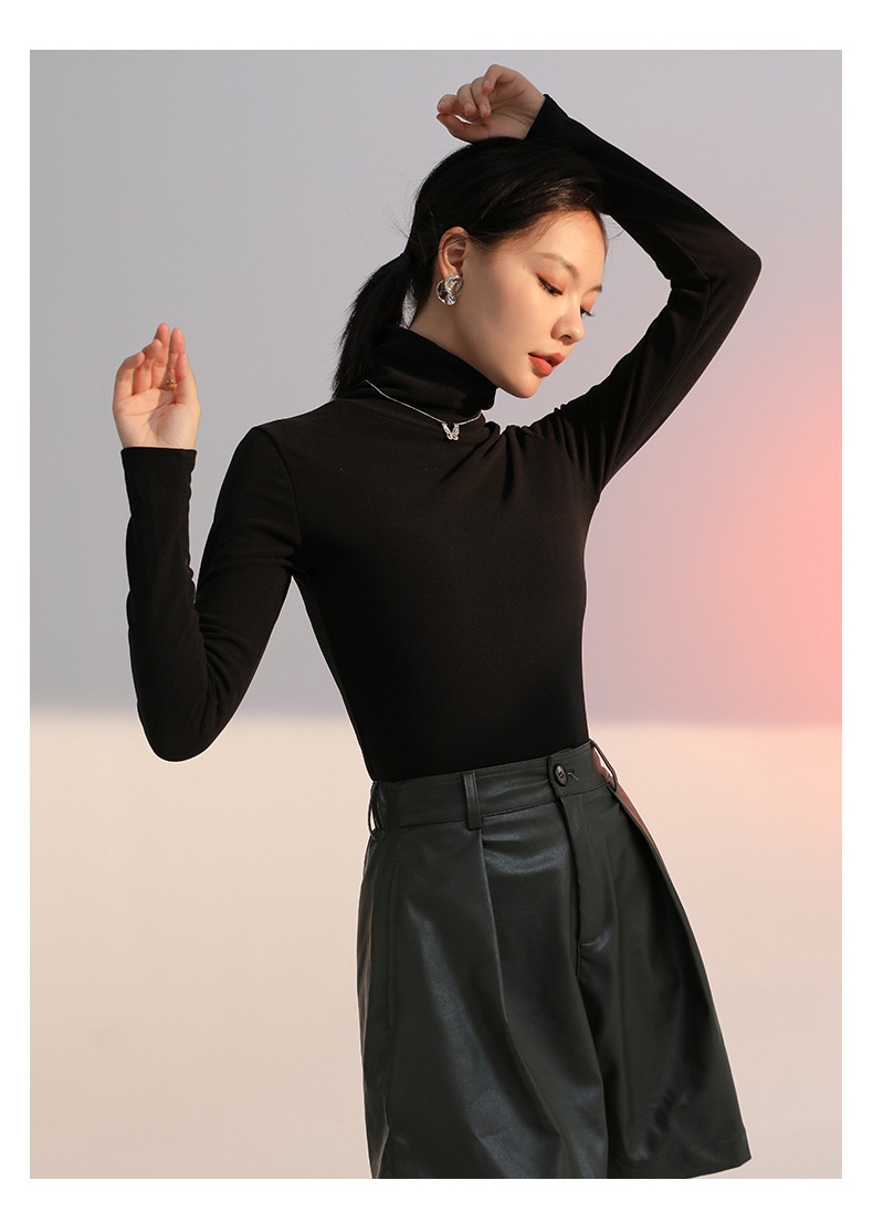 德絨堆堆領打底衫女內搭秋冬季保暖貼身高級感上衣