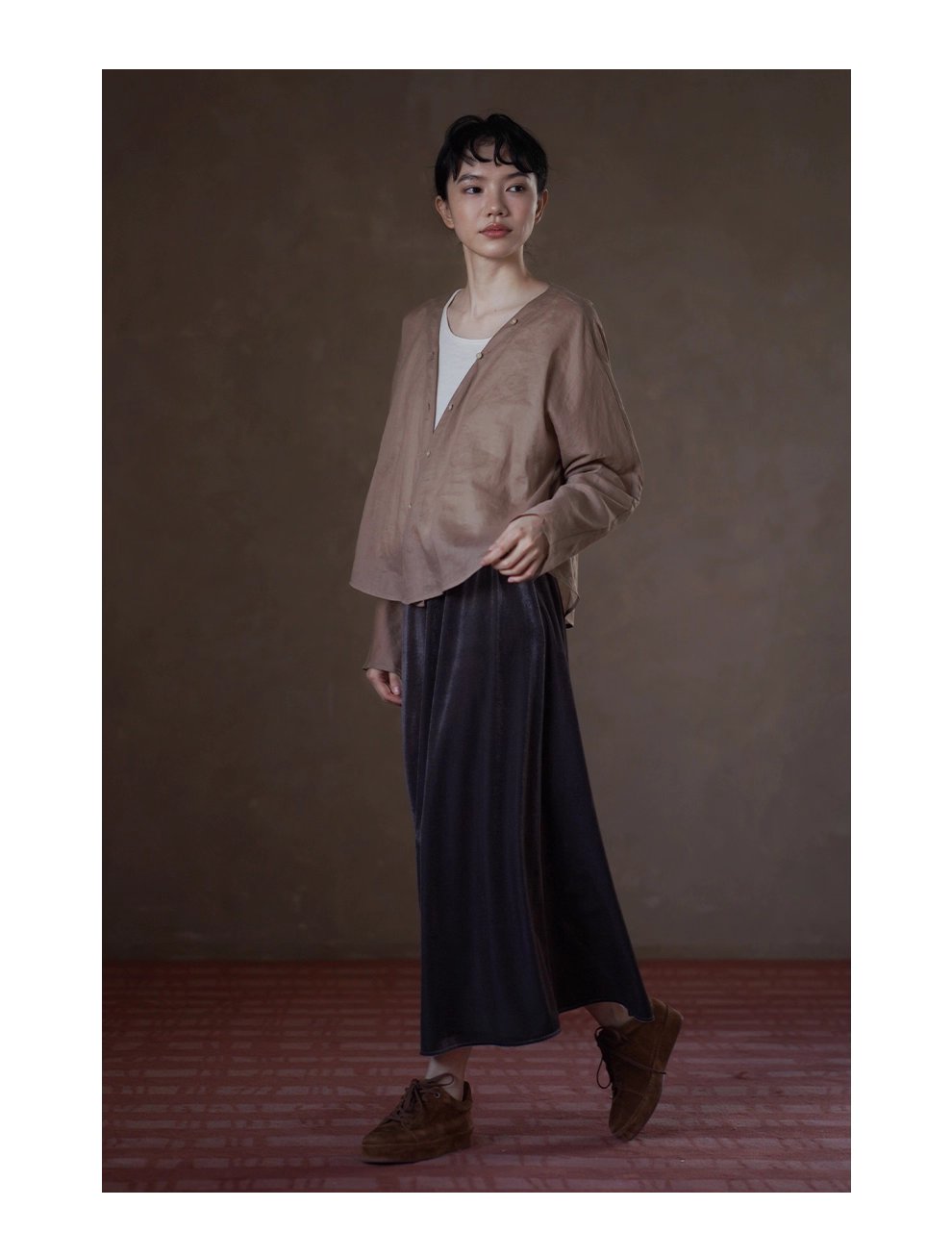 高密度植絨工藝豐滿絨感低調光澤絲絨裙高腰顯瘦半身裙