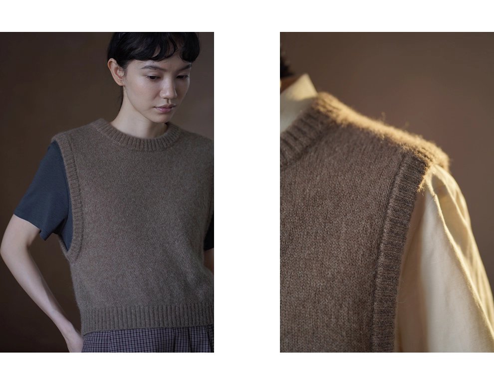 輕柔保暖羊絨羊駝綿羊優質搭配比圓領短版疊穿毛衣背心