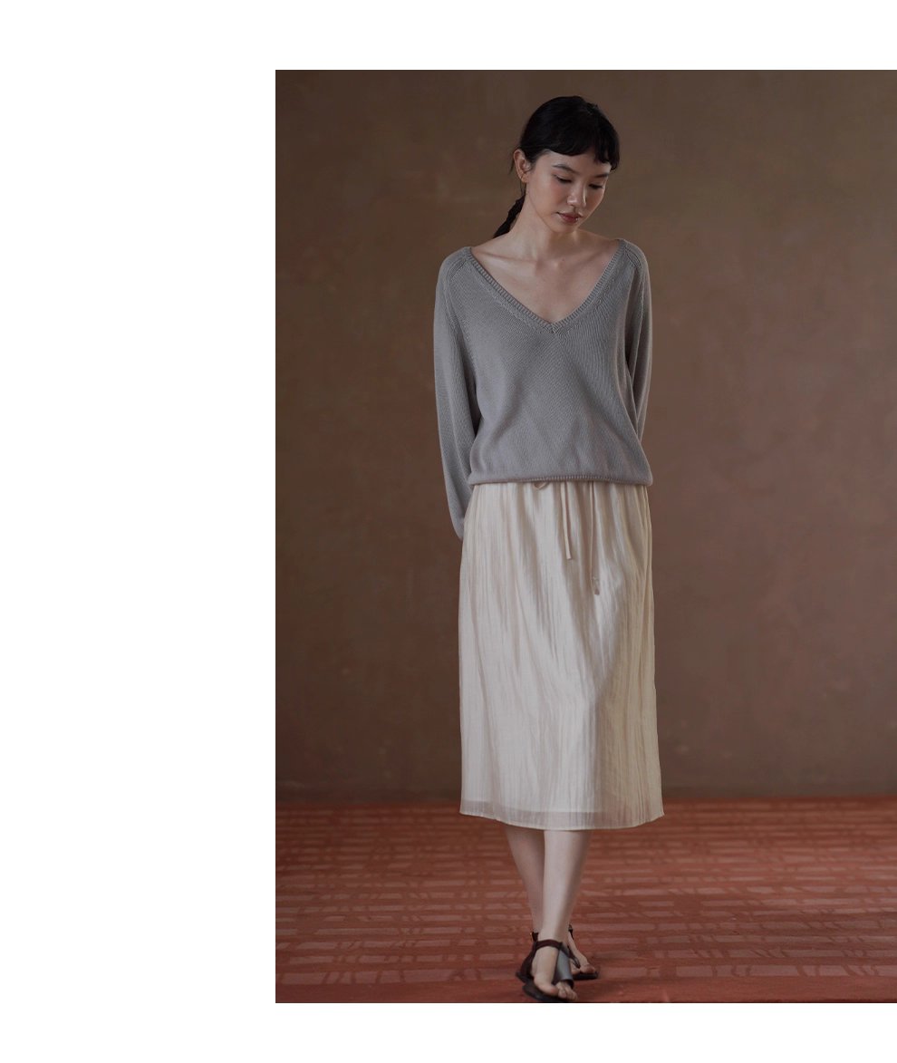 縹緲雲感萊賽爾亞麻透氣細膩肌理抽繩高腰顯瘦微A半身裙