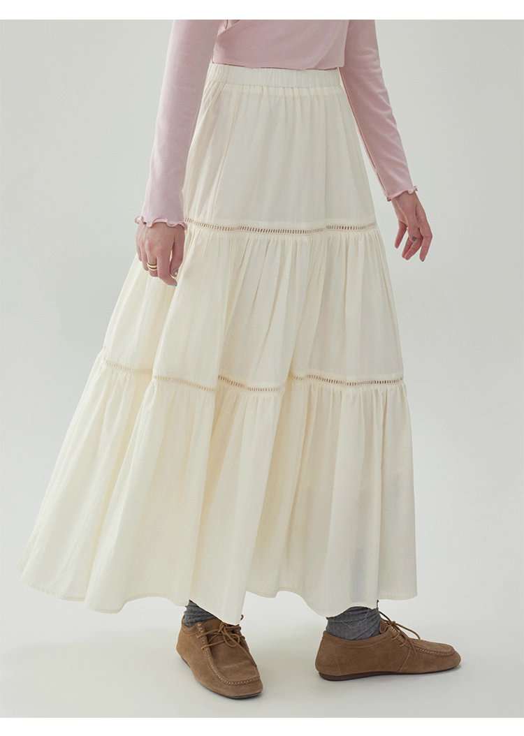 法式純棉拼接中長半身裙女秋季新款鬆緊腰蛋糕裙,法式純棉拼接中長半身裙女秋季新款鬆緊腰蛋糕裙,HBEW2009,法式純棉拼接中長半身裙女秋季新款鬆緊腰蛋糕裙,蛋糕裙擺,全棉面料