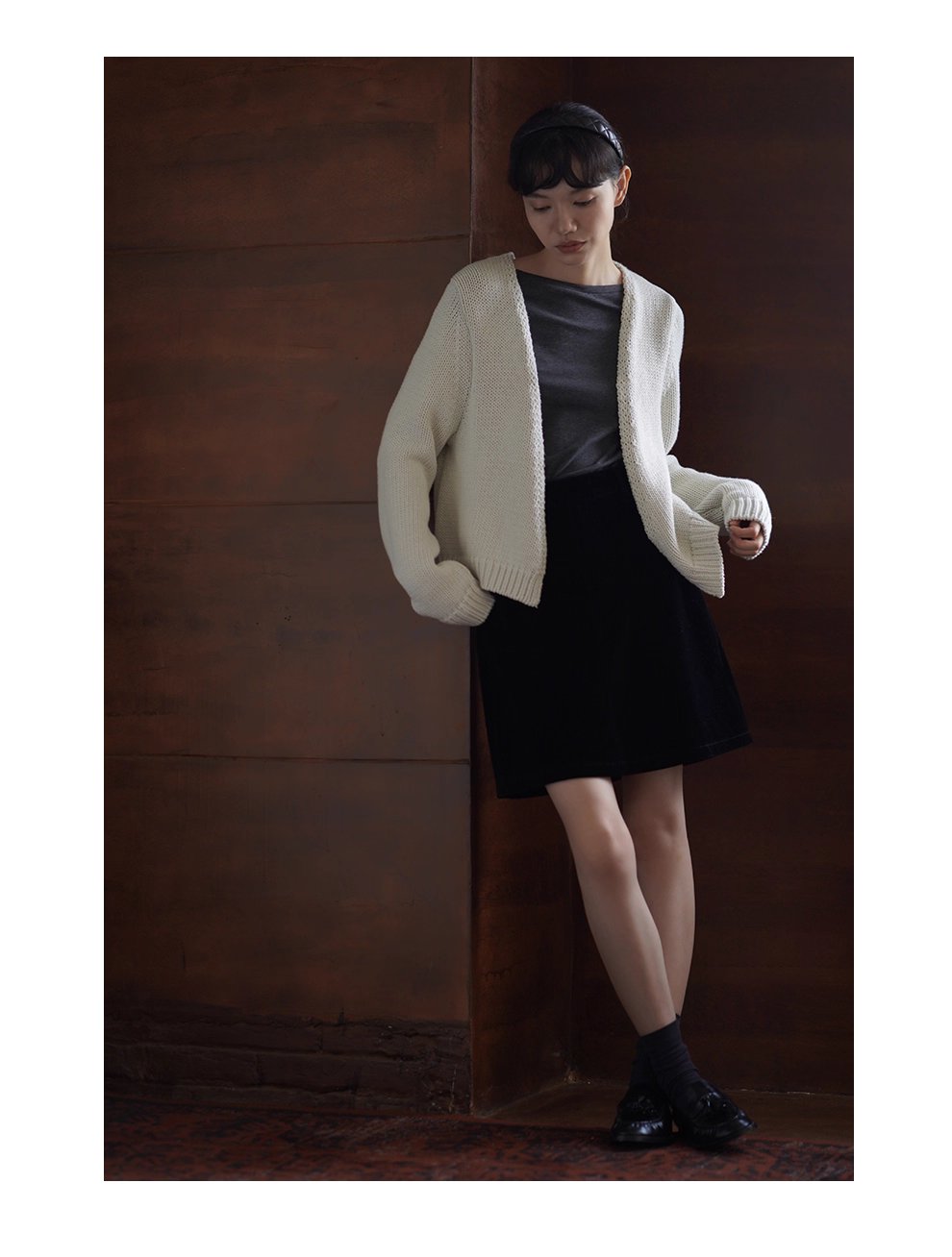 柔軟重工100棉粗棒針編織少女外套慵懶v領顯瘦毛衣開襟衫