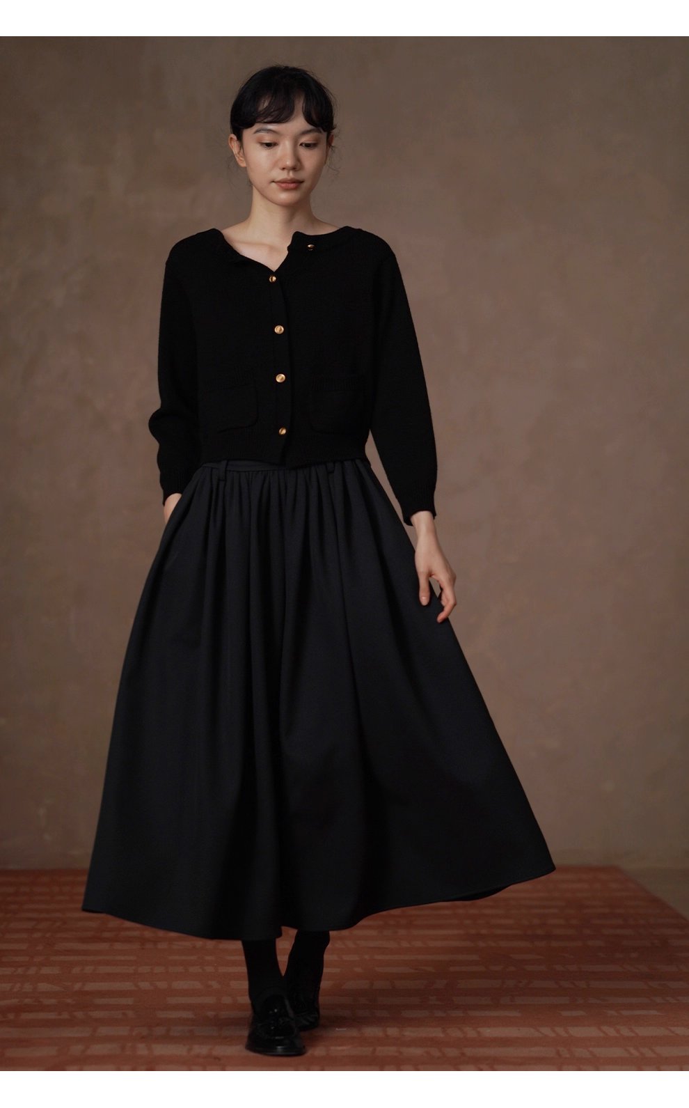 穿搭驚喜前後雙開復古金扣羊毛混紡毛衣顯瘦外套女