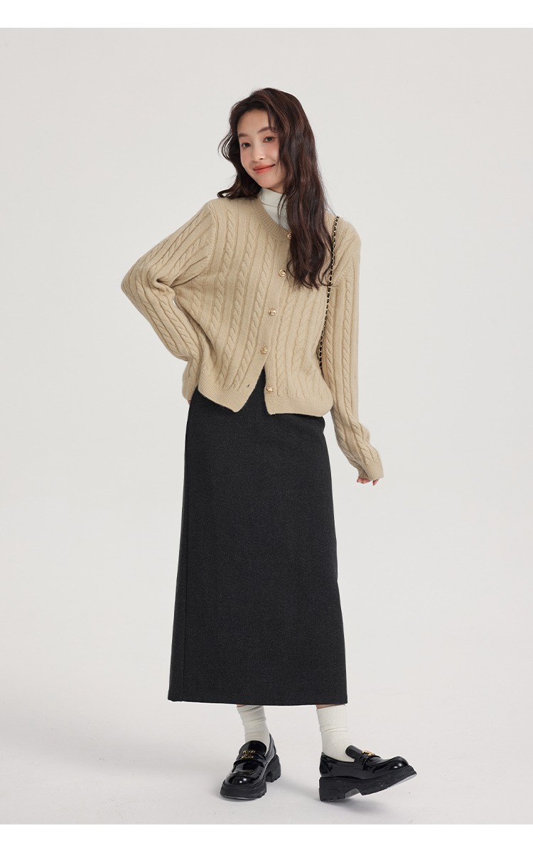 微胖灰色毛呢半身裙秋冬顯瘦A字裙胖mm長裙