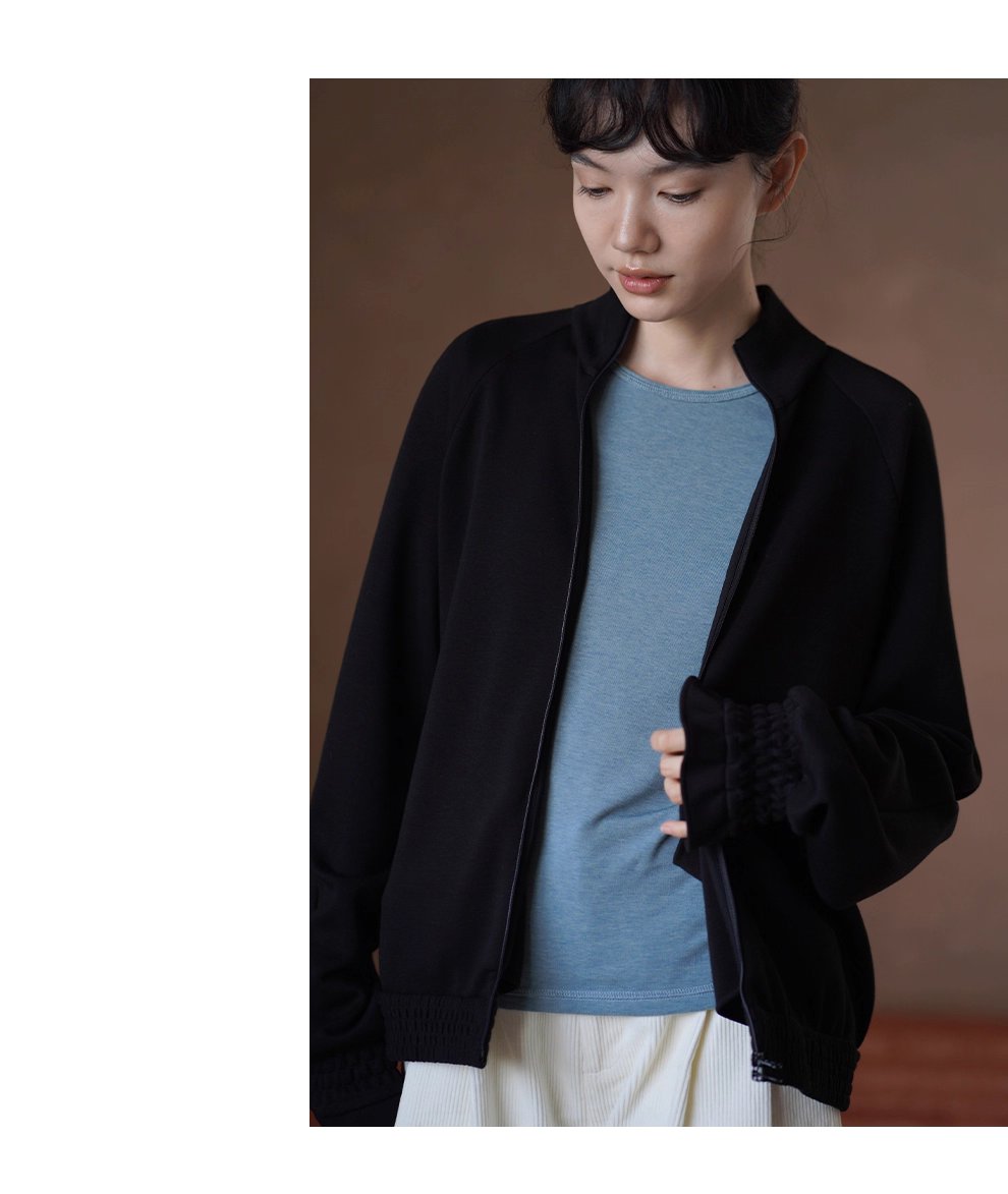 軟糯空氣層垂感寬鬆顯瘦休閒立領外套小眾打攬袖口衛衣