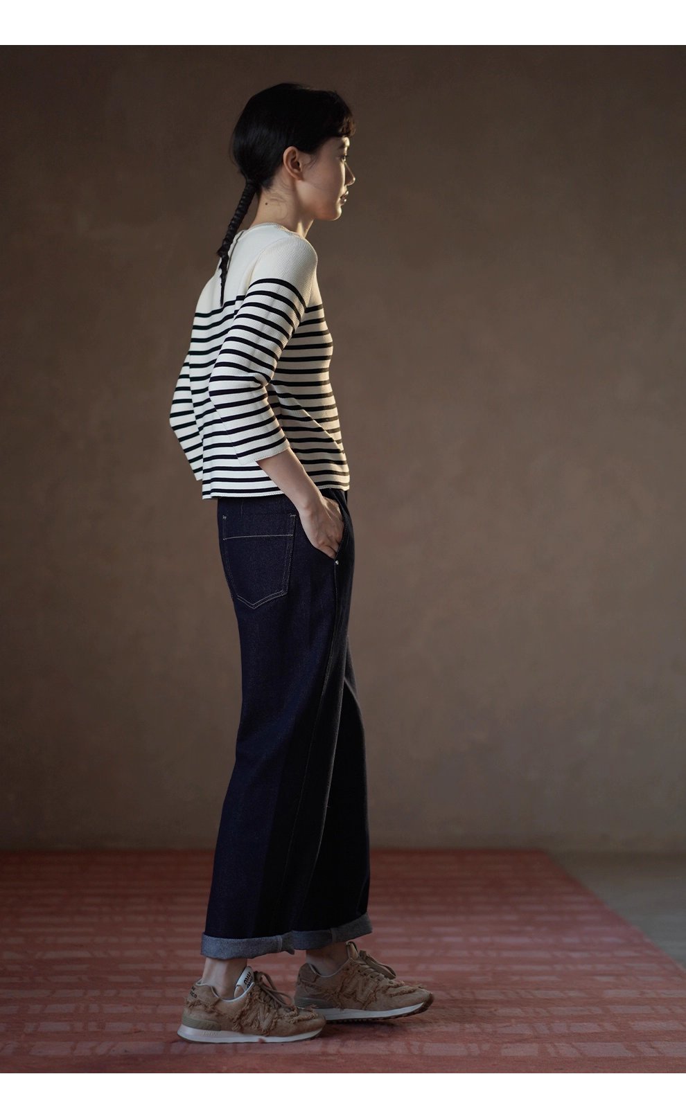 萬年青顯瘦經典版型復古原色直筒高腰不挑人休閒牛仔褲