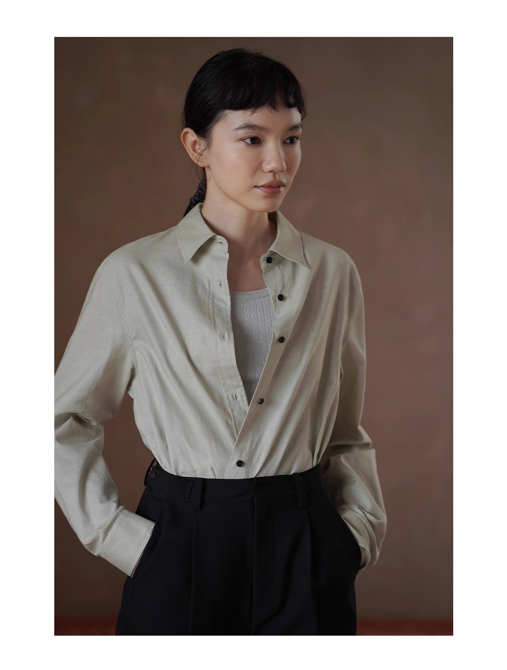 基本款日常襯衫多穿實用型寬鬆通勤顯瘦長袖百搭上衣女