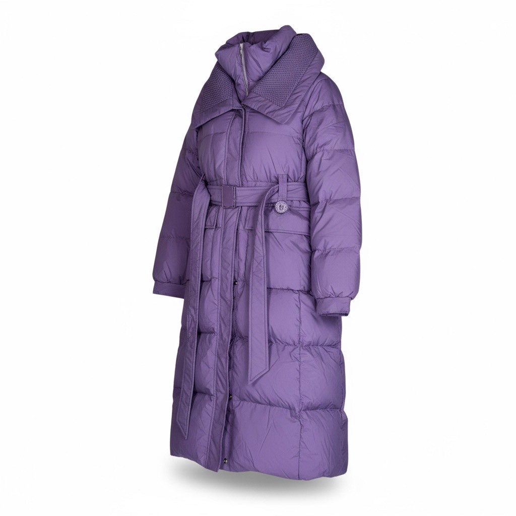 收腰顯瘦保暖白鴨絨大翻領百搭羽絨服中長款外套