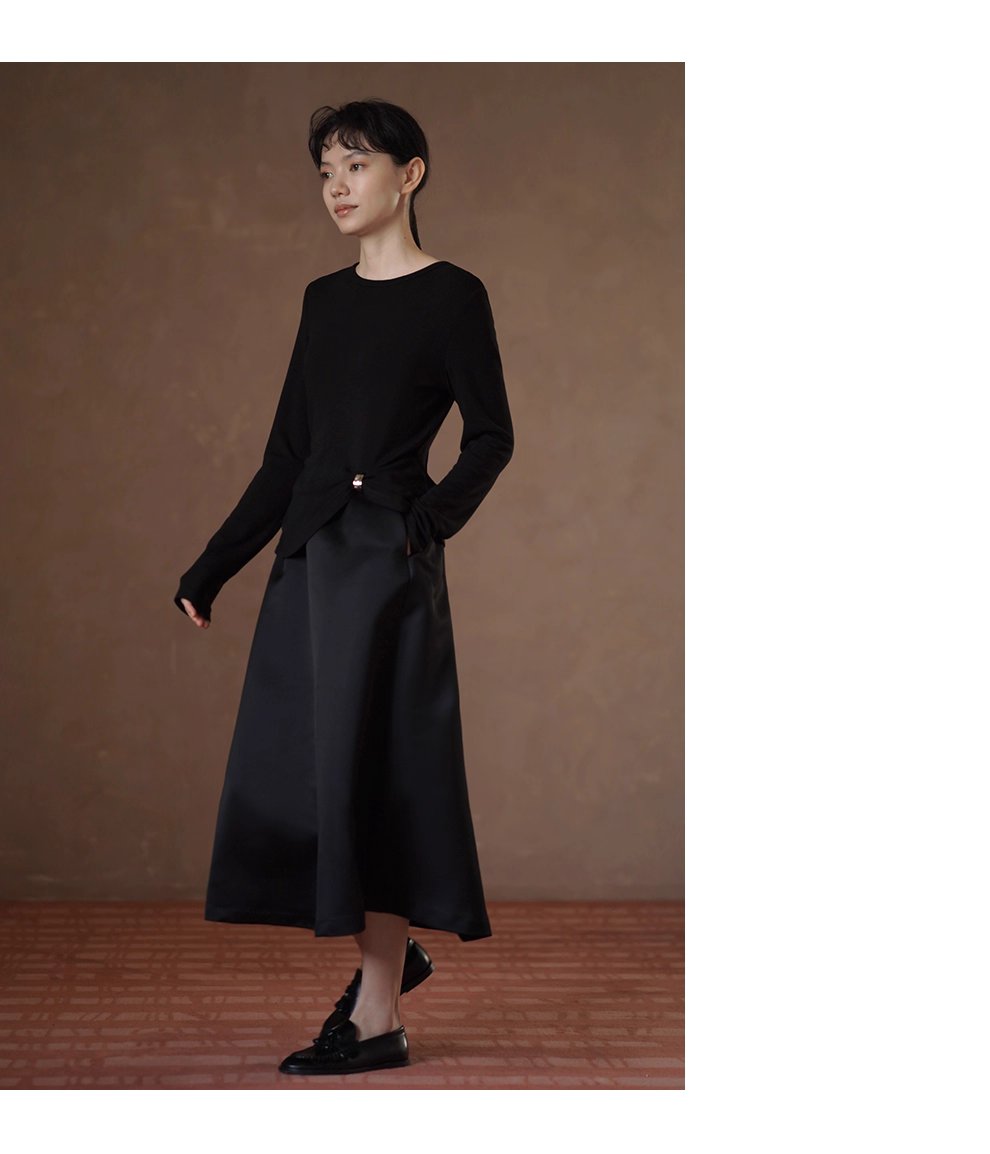 羅馬假日流光緞面貴氣高腰顯瘦遮肉蓬蓬A字通勤半身裙女