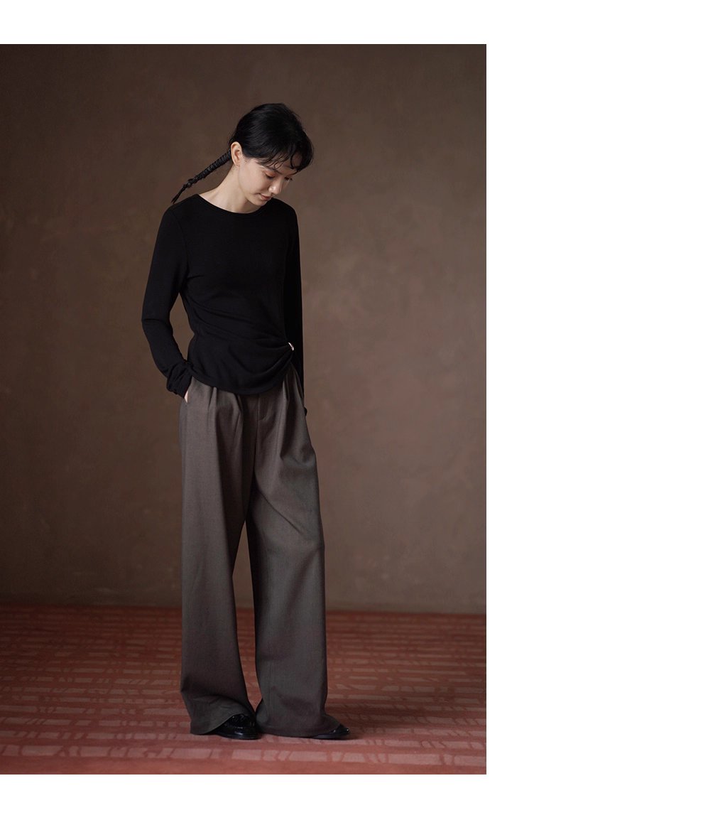 質感鬆弛通勤單品羊毛混紡西裝長褲高腰寬鬆顯瘦腿褲