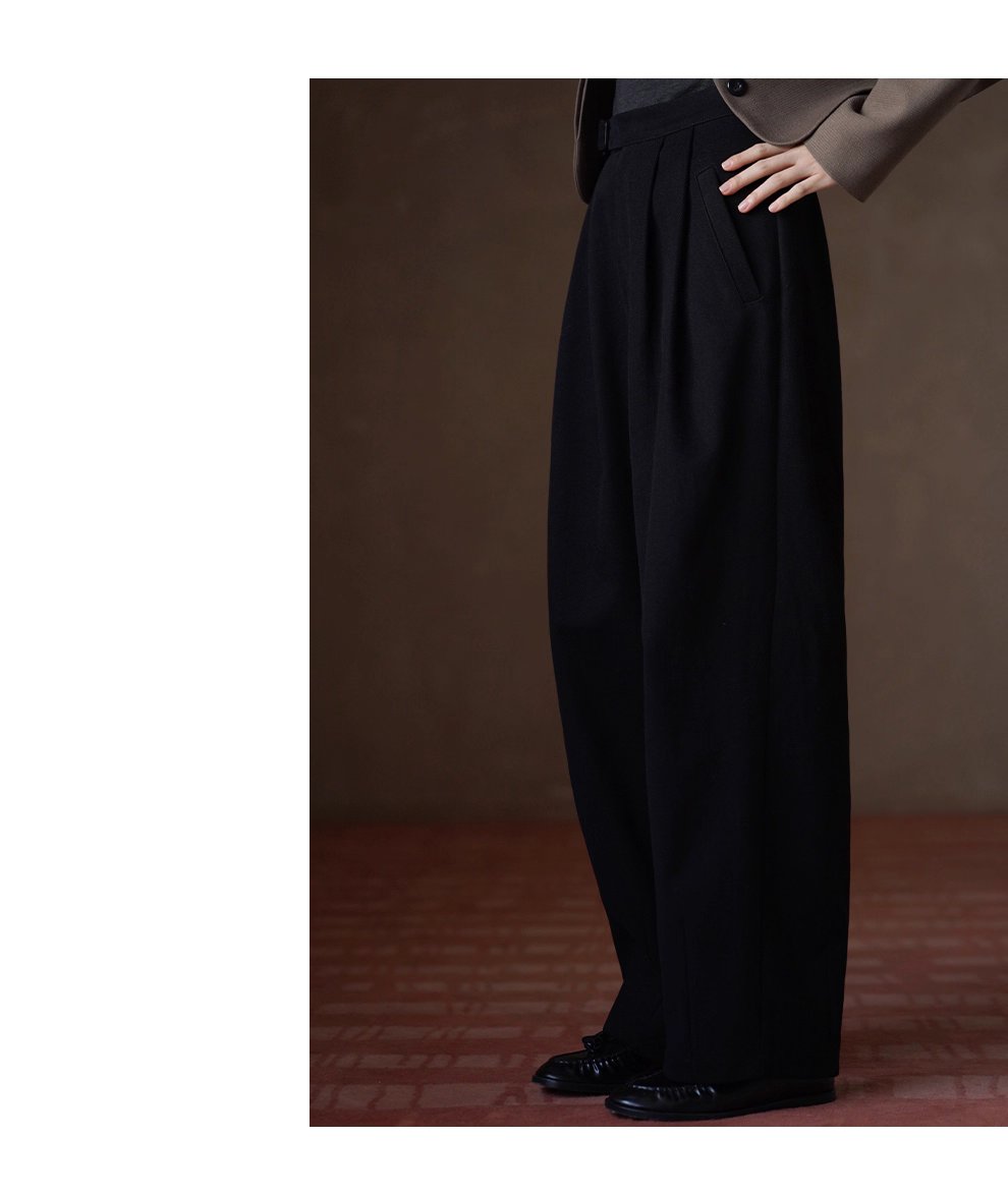 低調霧面紗卡品質長褲可調式褲袢高腰寬鬆顯瘦直筒褲女