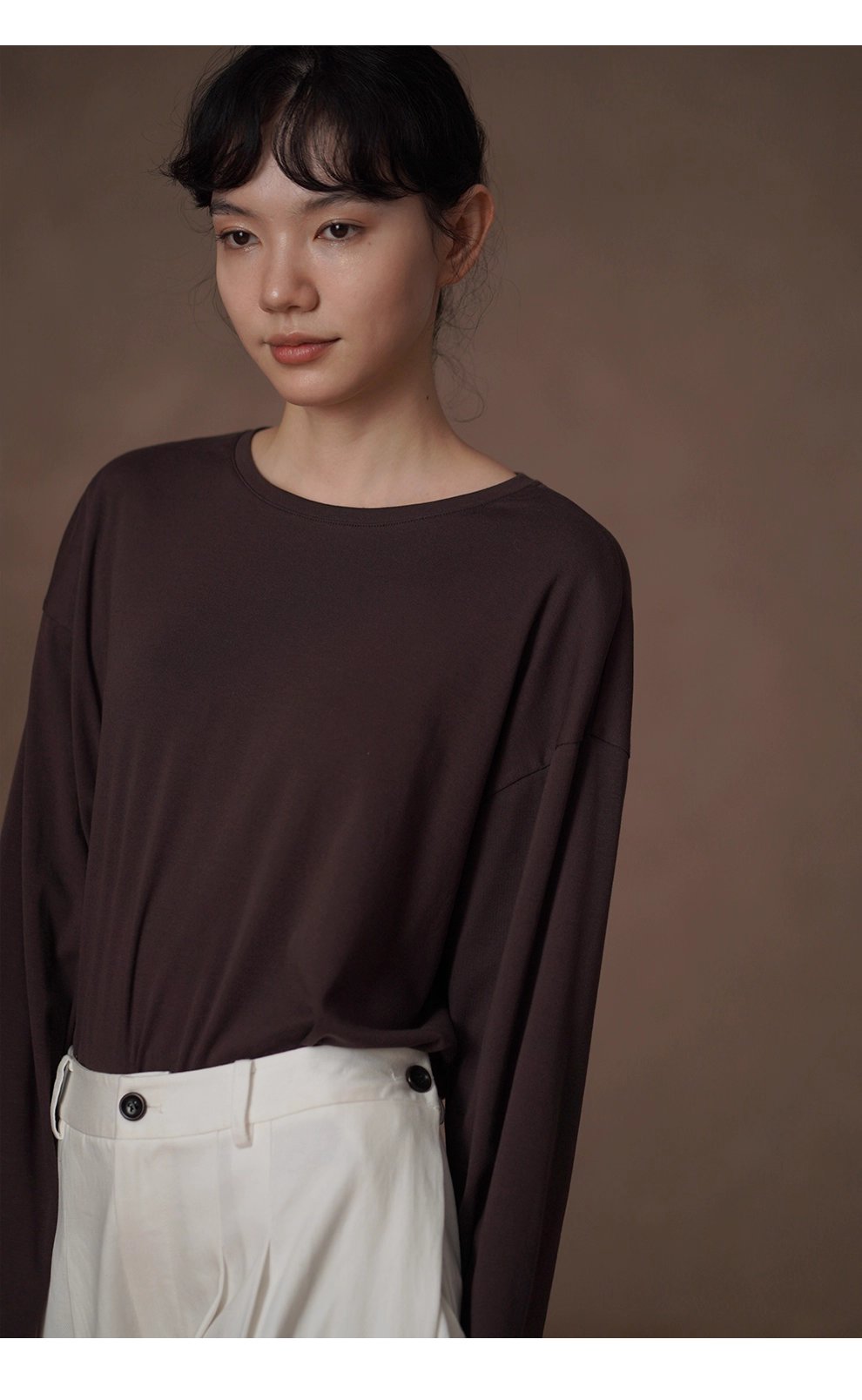 質感加分配色內搭T恤柔軟棉感寬鬆短長袖圓領顯瘦上衣