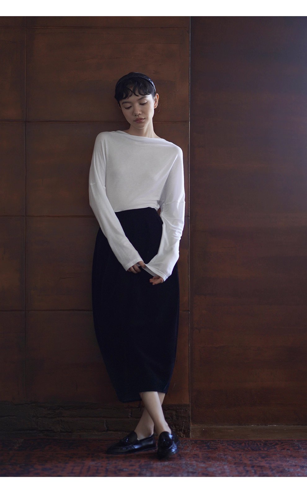 優雅絲絨古典主義立體飽滿花苞顯瘦高腰氣質通勤裙