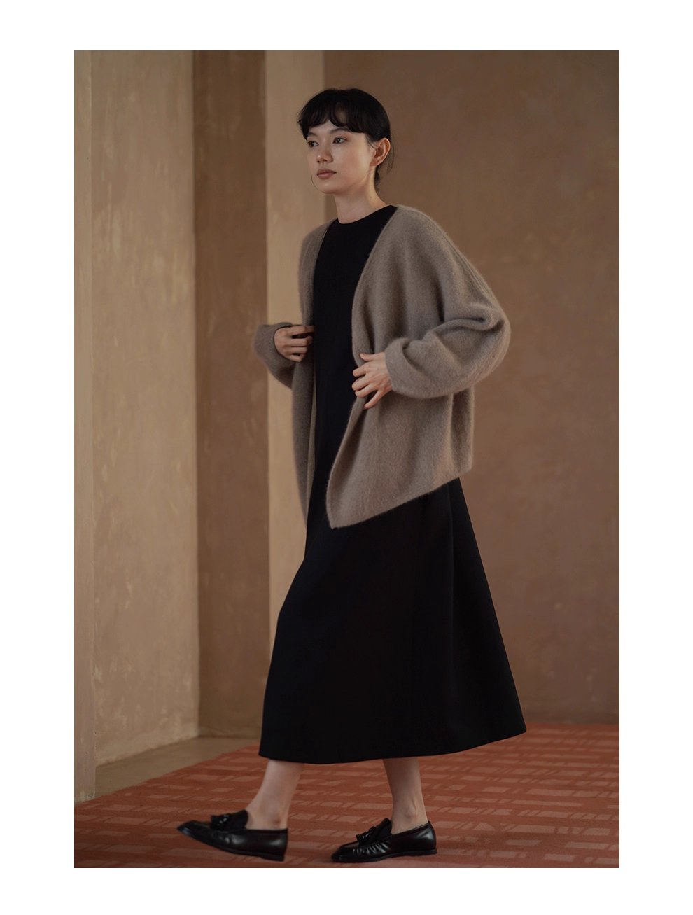 鬆弛代表外套長絨綿羊毛兔毛混紡寬鬆顯瘦簡約通勤開襟衫