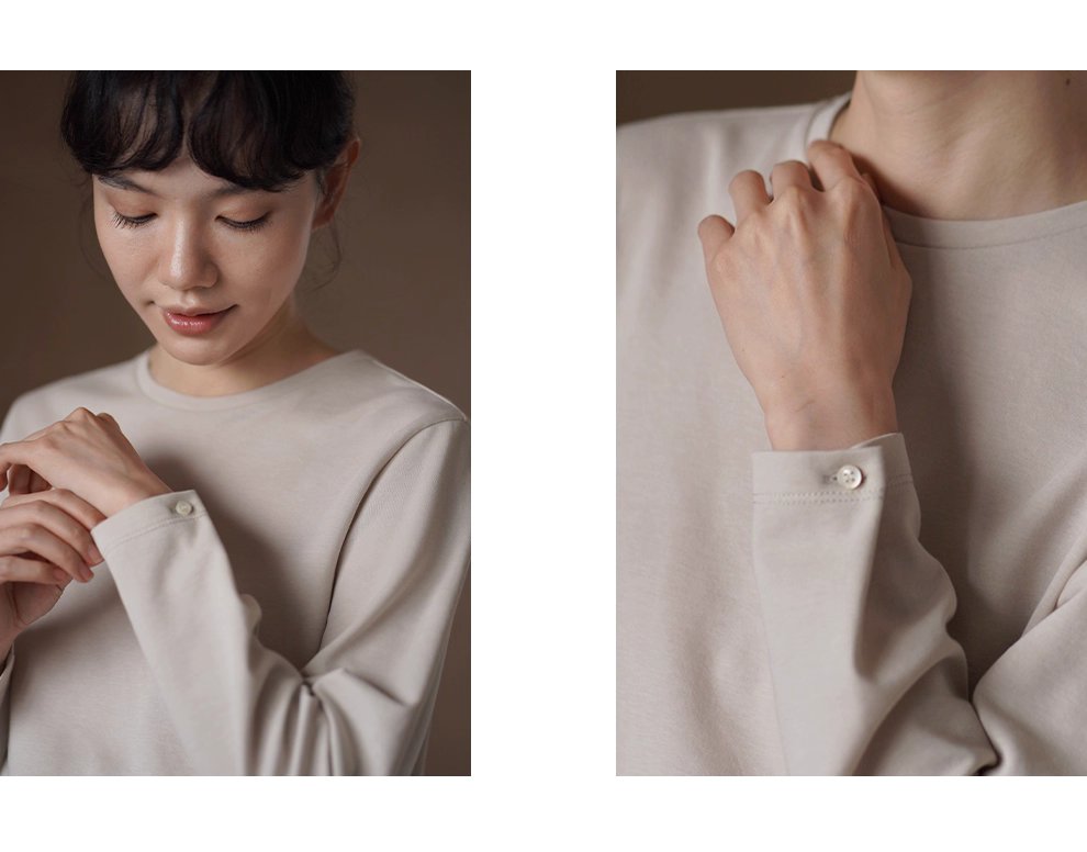 強包容配色基本款內搭可調式連結袖口圓領寬鬆T恤上衣女