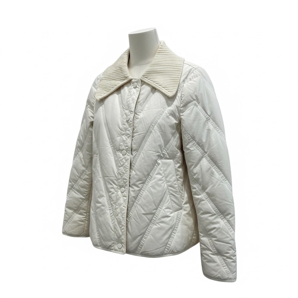 輕盈款白鴨絨輕薄大朵絨斜紋針織翻領羽絨衣外套