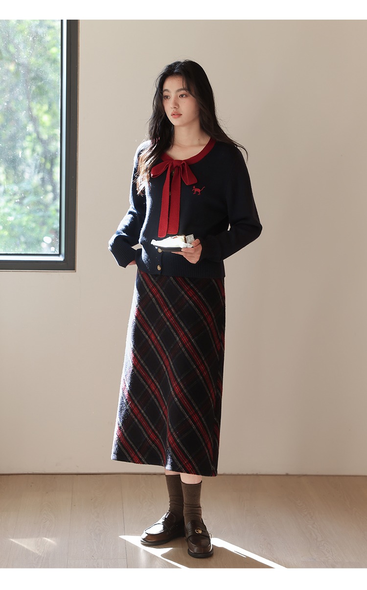 學院小香風蝴蝶結綁帶針織衫女秋冬毛衣