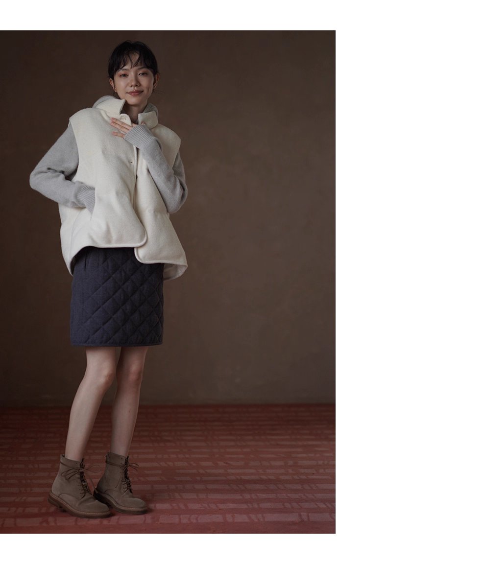 小奶糕自然肌理感綿羊毛混紡寬鬆疊穿簡約立領棉服馬甲