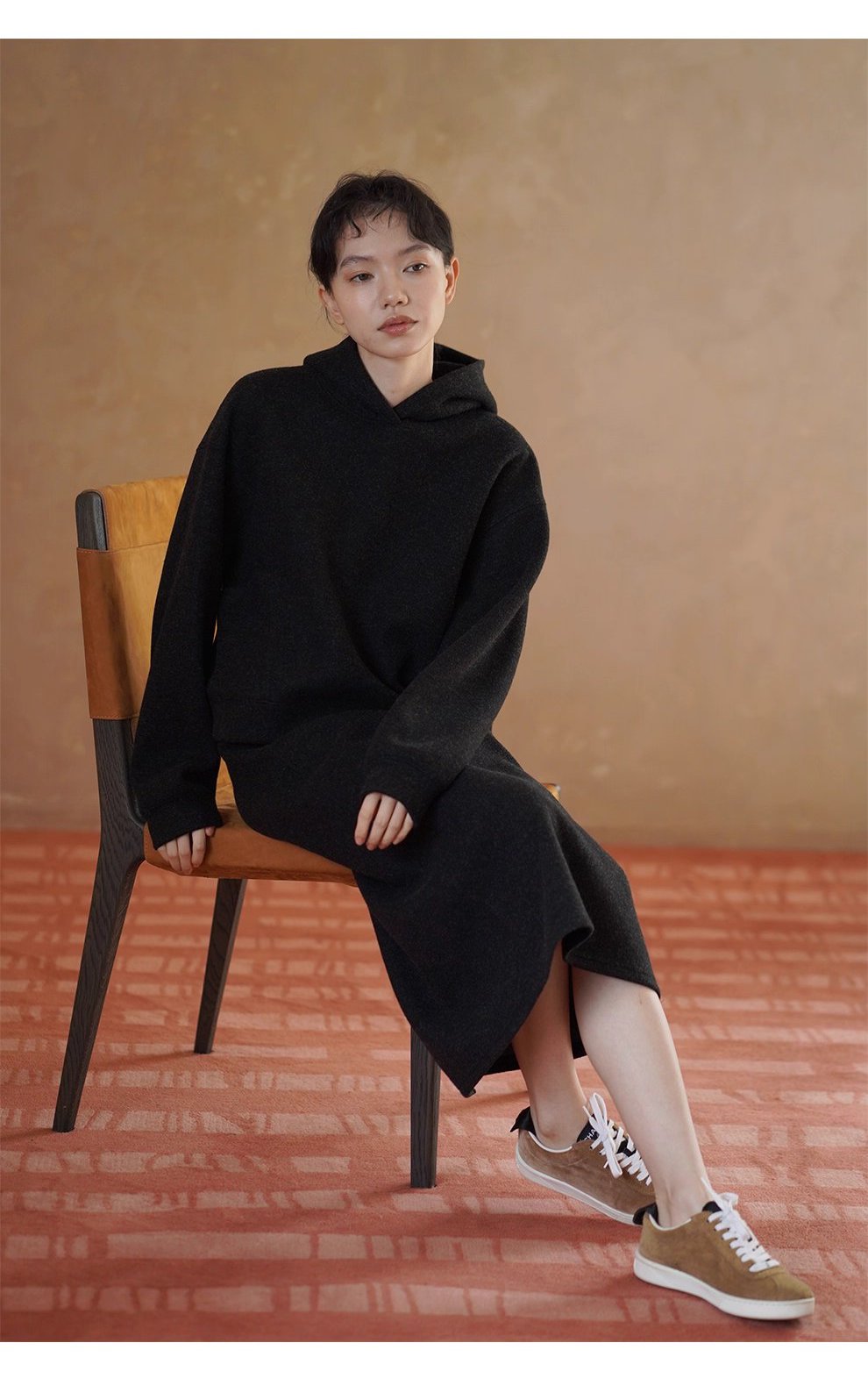 懶人時髦感加厚毛呢感連帽衛衣高腰半身裙顯瘦百搭套裝