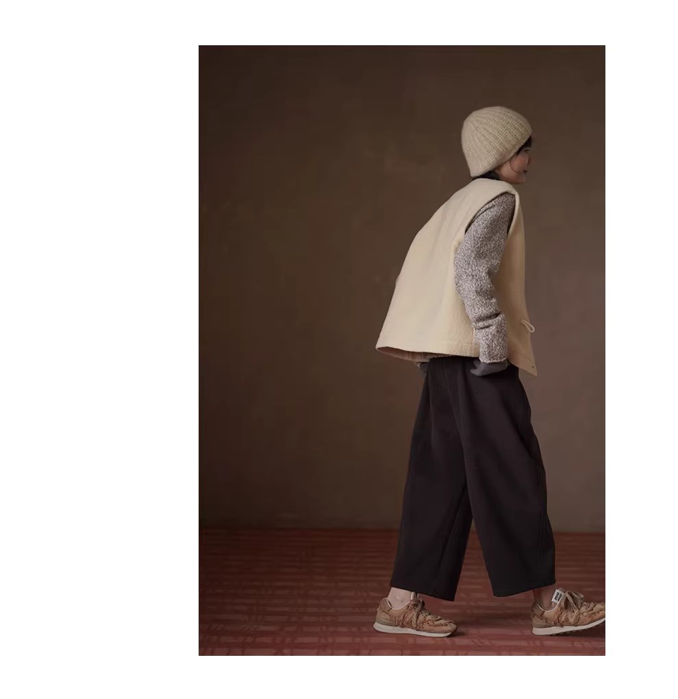 復古香蕉輪廓加厚特舒絨解構斜切分割顯瘦寬鬆毛呢長褲,復古香蕉輪廓加厚特舒絨解構斜切分割顯瘦寬鬆毛呢長褲,HBEW3045,復古香蕉輪廓加厚特舒絨解構斜切分割顯瘦寬鬆毛呢長褲,香蕉褲型,羊毛混紡