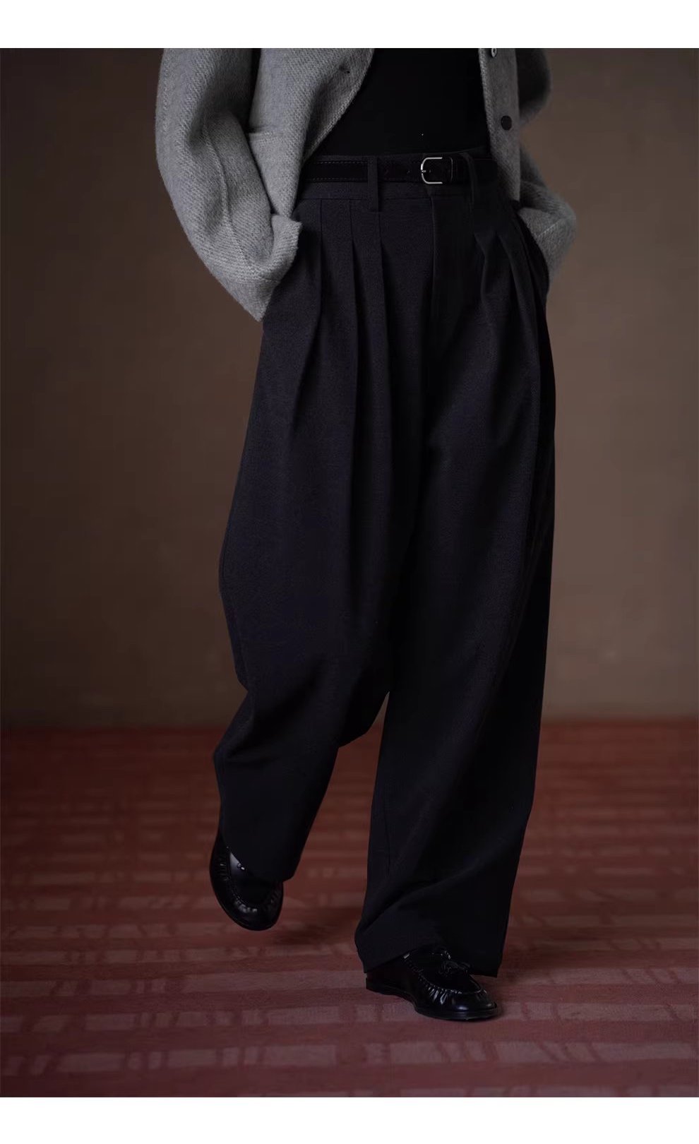 通勤協議毛感呢料寬鬆西裝褲高腰顯瘦直筒不挑人長褲女,通勤協議毛感呢料寬鬆西裝褲高腰顯瘦直筒不挑人長褲女,HBEW3046,通勤協議毛感呢料寬鬆西裝褲高腰顯瘦直筒不挑人長褲女,高腰壓摺,毛呢面料