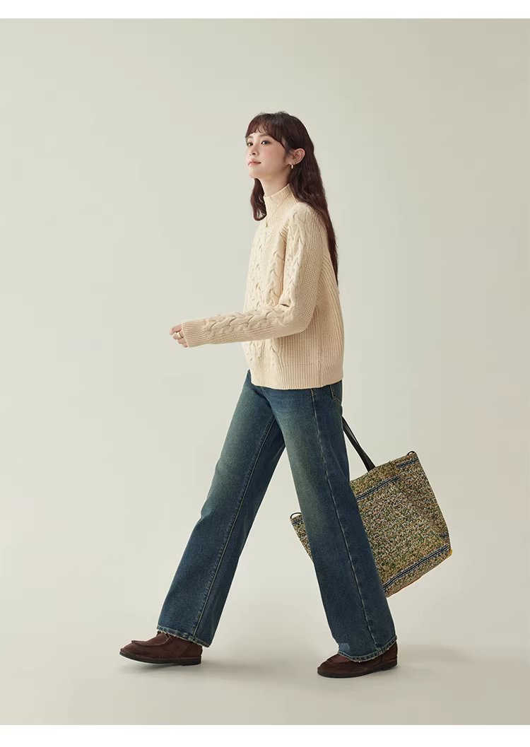 韓系杏色麻花高領毛衣女25冬季新款寬鬆長袖上衣,韓系杏色麻花高領毛衣女25冬季新款寬鬆長袖上衣,HBEW1156,韓系杏色麻花高領毛衣女25冬季新款寬鬆長袖上衣,高領毛衣,麻花針織