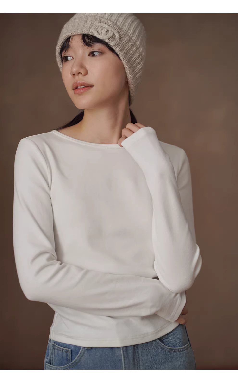 入冬衣櫥基本款彈性棉感圓領合身親膚長袖加厚T恤內搭女,入冬衣櫥基本款彈性棉感圓領合身親膚長袖加厚T恤內搭女,HBEW1170,入冬衣櫥基本款彈性棉感圓領合身親膚長袖加厚T恤內搭女,必備單品,加厚面料