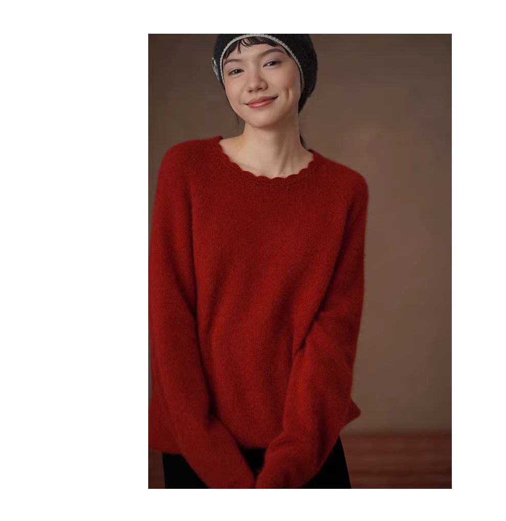 冬天限定細膩手工鉤花領口寬鬆顯瘦內搭羊毛混紡毛衣女,冬天限定細膩手工鉤花領口寬鬆顯瘦內搭羊毛混紡毛衣女,HBEW1172,冬天限定細膩手工鉤花領口寬鬆顯瘦內搭羊毛混紡毛衣女,花邊領口,羊毛混紡