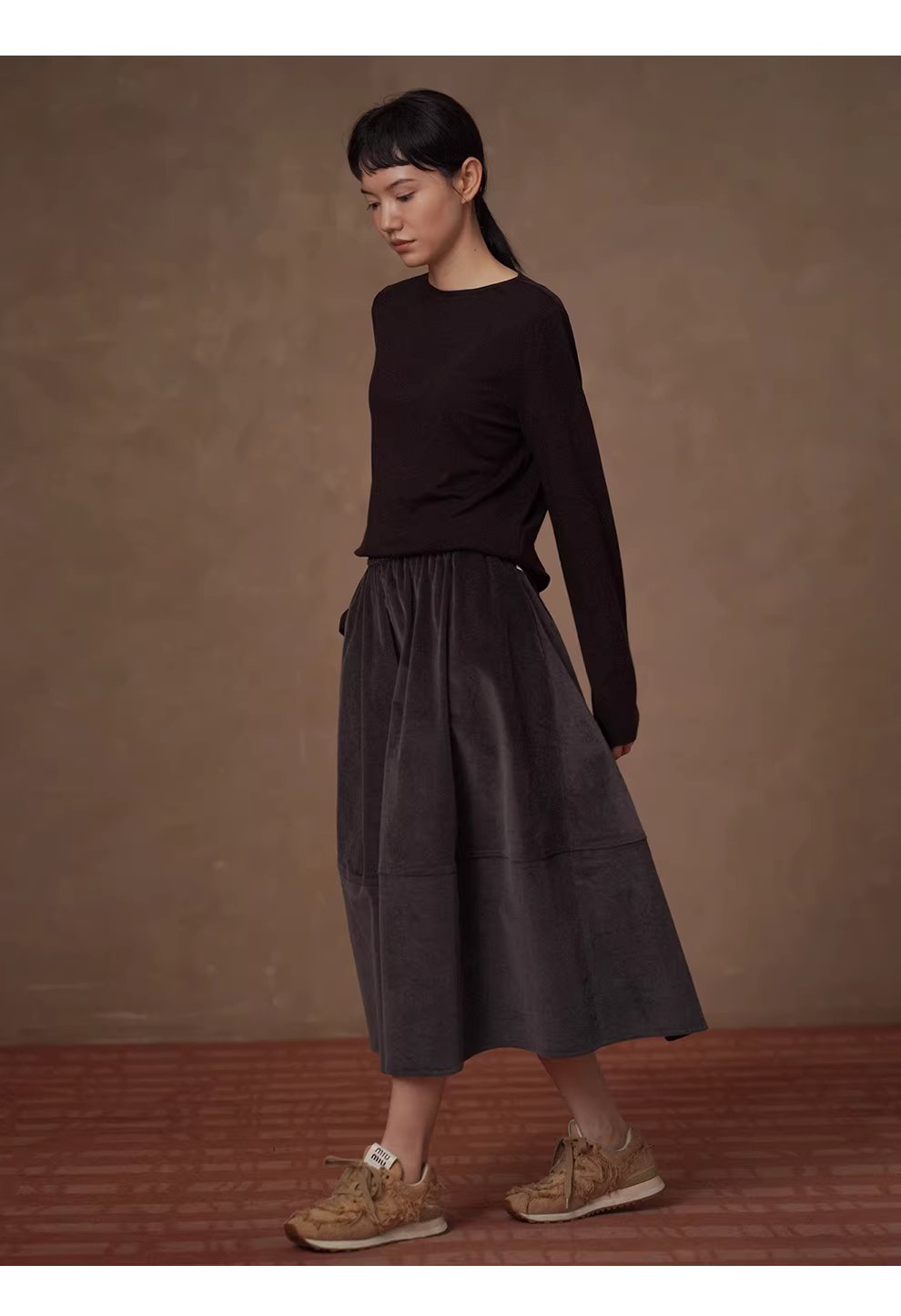 細膩坑條燈芯絨鬆緊高腰顯瘦分割剪裁通勤蓬蓬半身裙女,細膩坑條燈芯絨鬆緊高腰顯瘦分割剪裁通勤蓬蓬半身裙女,HBEW2041,細膩坑條燈芯絨鬆緊高腰顯瘦分割剪裁通勤蓬蓬半身裙女,蓬而不臃,燈芯絨