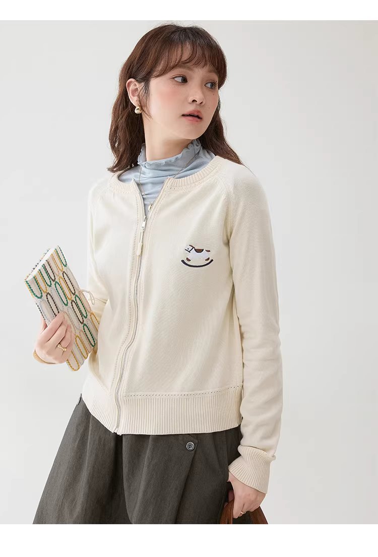 刺繡小馬拉鏈針織開襟衫女26春季新款純棉長袖上衣,刺繡小馬拉鏈針織開襟衫女26春季新款純棉長袖上衣,HBFS5000,刺繡小馬拉鏈針織開襟衫女26春季新款純棉長袖上衣,小馬刺繡,全棉面料