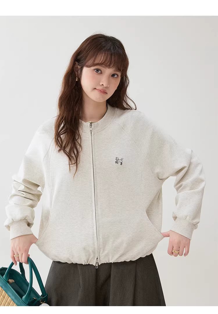 花苞下擺圓領衛衣外套女26春季新款刺繡拉鍊上衣,花苞下擺圓領衛衣外套女26春季新款刺繡拉鍊上衣,HBFS5001,花苞下擺圓領衛衣外套女26春季新款刺繡拉鍊上衣,刺繡細節,花苞衣襬