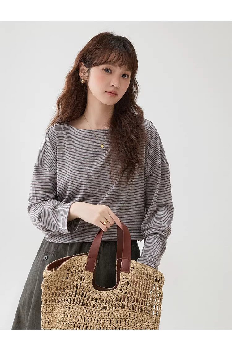 不規則蝙蝠袖暗條紋T恤女春季新款寬鬆小眾上衣,不規則蝙蝠袖暗條紋T恤女春季新款寬鬆小眾上衣,HBFS1005,不規則蝙蝠袖暗條紋T恤女春季新款寬鬆小眾上衣,蝙蝠袖型,天絲混紡