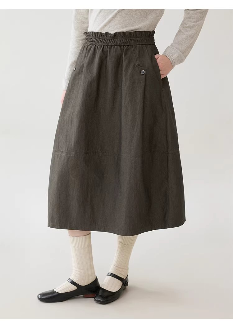 復古蕾絲鬆緊腰口袋半身裙女春季新款百搭A字中長裙,復古蕾絲鬆緊腰口袋半身裙女春季新款百搭A字中長裙,HBFS2002,復古蕾絲鬆緊腰口袋半身裙女春季新款百搭A字中長裙,荷葉邊,舒適面料