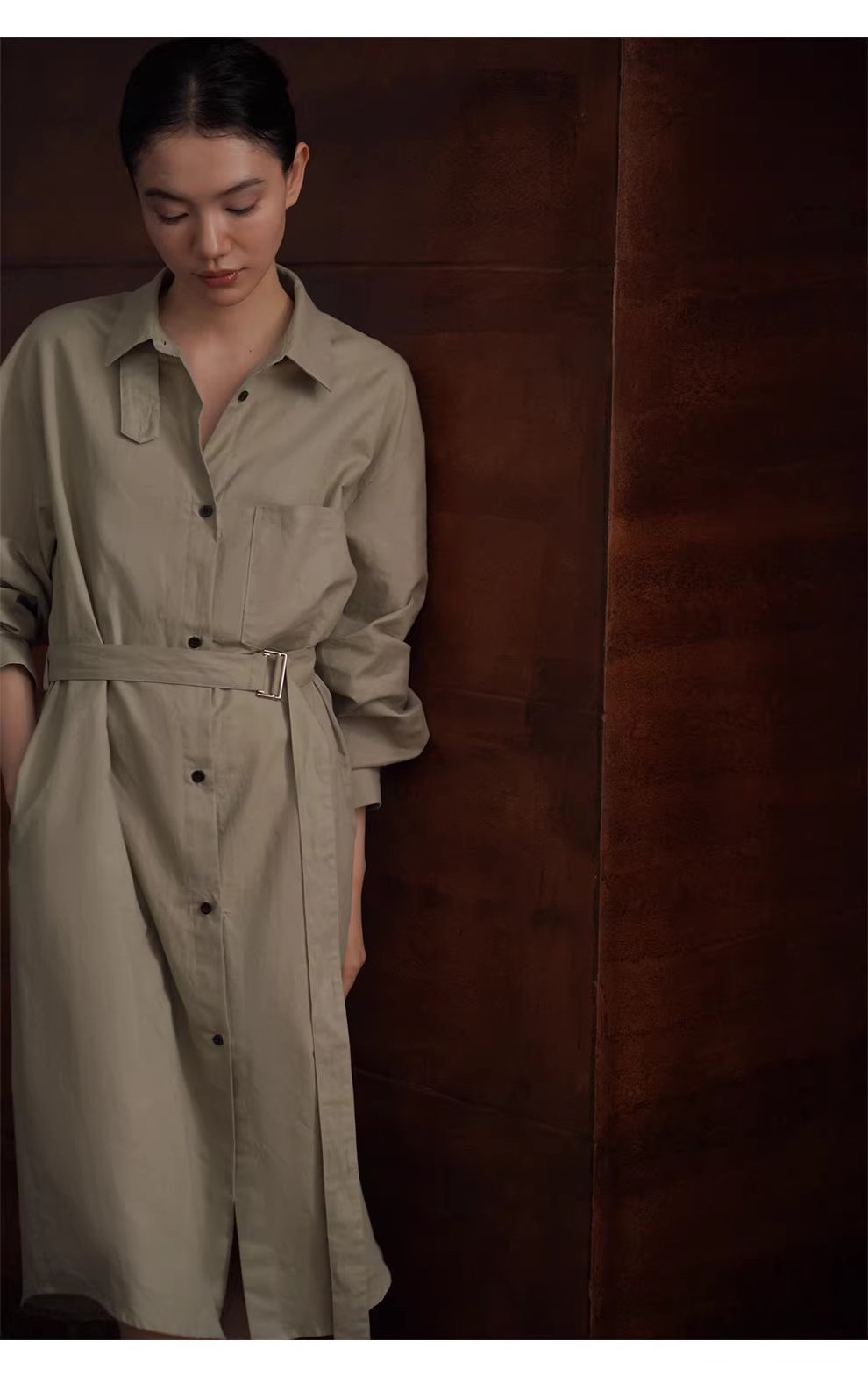 日常友善清透亞麻棉混紡襯衫領寬鬆H版型腰帶通勤洋裝,日常友善清透亞麻棉混紡襯衫領寬鬆H版型腰帶通勤洋裝,HBFS7003,日常友善清透亞麻棉混紡襯衫領寬鬆H版型腰帶通勤洋裝,通勤俐落,棉麻材質