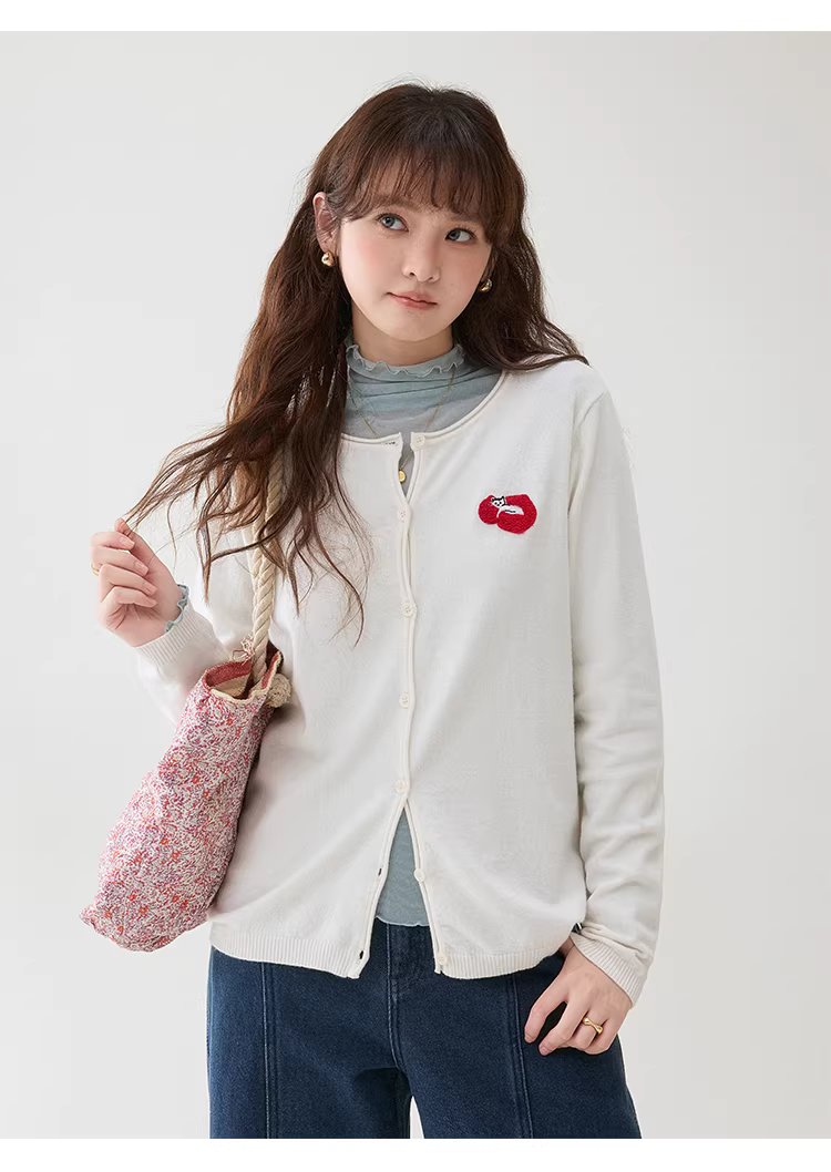 簡約小貓刺繡針織開襟衫女26春季新款寬鬆長袖上衣,簡約小貓刺繡針織開襟衫女26春季新款寬鬆長袖上衣,HBFS5006,簡約小貓刺繡針織開襟衫女26春季新款寬鬆長袖上衣,圓領排扣,修身版型