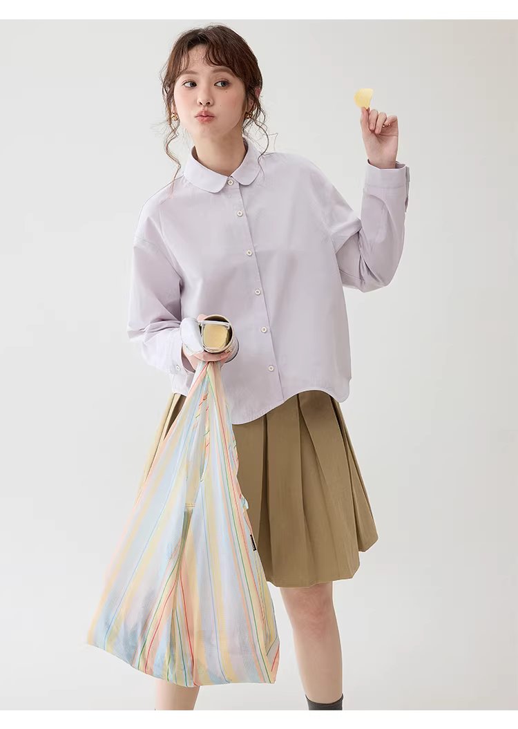 弧形擺娃娃領紫色襯衫女26春季新款減齡長袖上衣,弧形擺娃娃領紫色襯衫女26春季新款減齡長袖上衣,HBFS1046,弧形擺娃娃領紫色襯衫女26春季新款減齡長袖上衣,娃娃領,天絲混棉