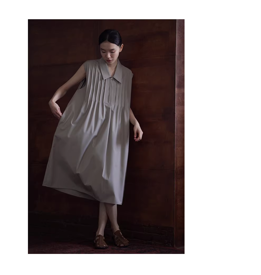 精準定壓塔克線門襟寬鬆H型無袖顯瘦搭通勤襯衫洋裝女,精準定壓塔克線門襟寬鬆H型無袖顯瘦搭通勤襯衫洋裝女,HBFS7021,精準定壓塔克線門襟寬鬆H型無袖顯瘦搭通勤襯衫洋裝女,塔克壓線,飄逸裙襬