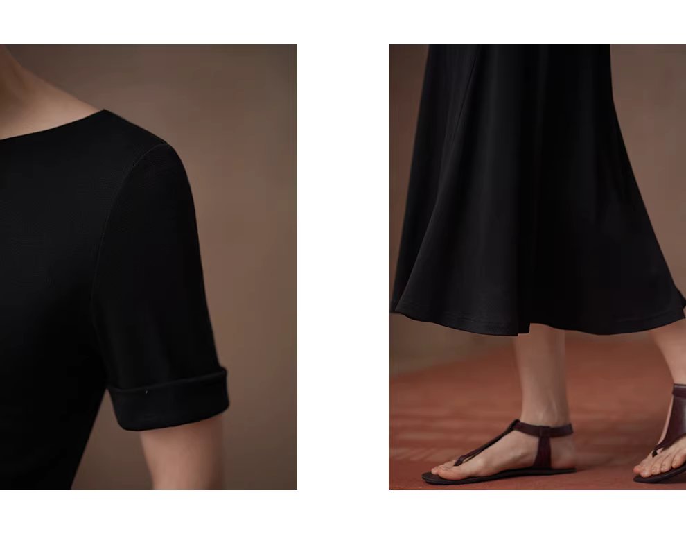 顯瘦標配小黑裙彈性親膚合身遮肉中袖圓領長洋裝女,顯瘦標配小黑裙彈性親膚合身遮肉中袖圓領長洋裝女,HBFS7035,顯瘦標配小黑裙彈性親膚合身遮肉中袖圓領長洋裝女,彈性親膚,收腰顯瘦