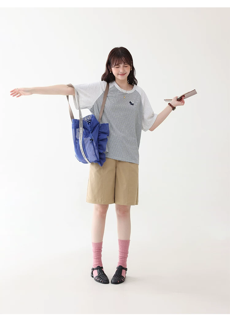 日繫條紋插肩袖小馬T恤女夏季新款寬鬆顯瘦上衣,HBFS1101,日繫條紋插肩袖小馬T恤女夏季新款寬鬆顯瘦上衣,橫紋設計,寬鬆舒適,插肩袖