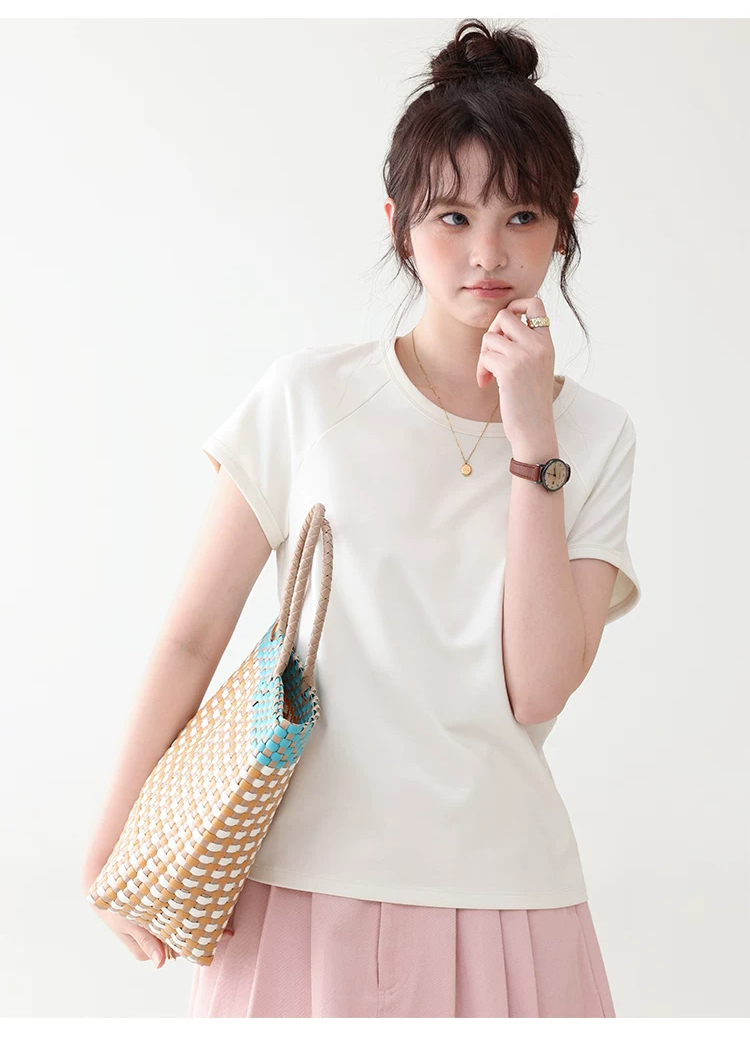 雙面長絨棉舒適短袖T恤女夏季新款通勤百搭上衣,雙面長絨棉舒適短袖T恤女夏季新款通勤百搭上衣,HBFS1105,雙面長絨棉舒適短袖T恤女夏季新款通勤百搭上衣,必備單品,天絲混棉