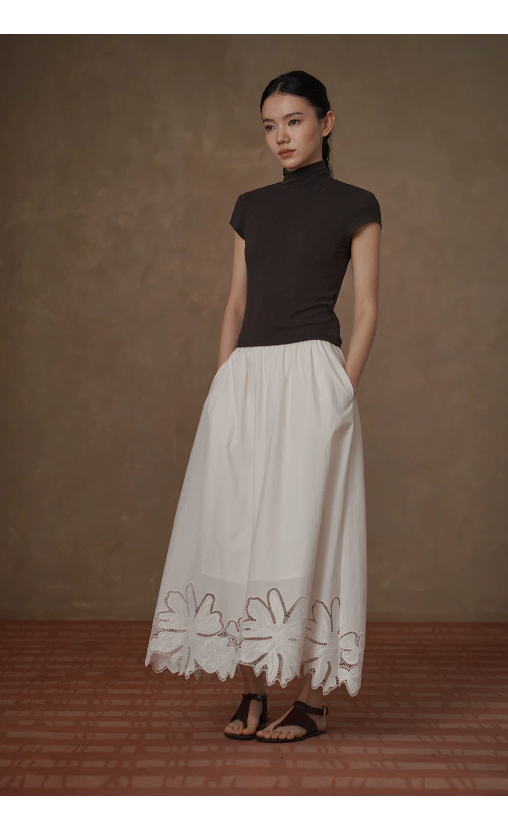 假日漫步定位刺繡蕾絲高支棉鬆緊腰頭長款顯瘦半身裙女,假日漫步定位刺繡蕾絲高支棉鬆緊腰頭長款顯瘦半身裙女,HBFS2022,假日漫步定位刺繡蕾絲高支棉鬆緊腰頭長款顯瘦半身裙女,純棉親膚,A字修身