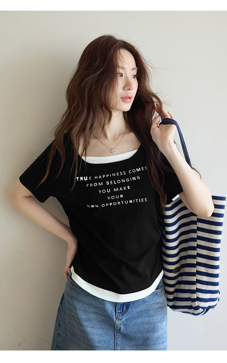 愛薔薇大尺碼胖mm假兩件短袖T恤夏裝女新款上衣,愛薔薇大尺碼胖mm假兩件短袖T恤夏裝女新款上衣,HBFS1158,愛薔薇大尺碼胖mm假兩件短袖T恤夏裝女新款上衣,中大尺碼,假兩件式