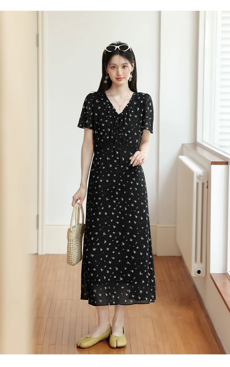 大尺碼V領碎花裙女2026新款短袖雪紡洋裝女夏氣質法式長裙,修身洋裝,大尺碼V領碎花裙女2026新款短袖雪紡洋裝女夏氣質法式長裙,HBFS7102,大尺碼V領碎花裙女2026新款短袖雪紡洋裝女夏氣質法式長裙,中大尺碼