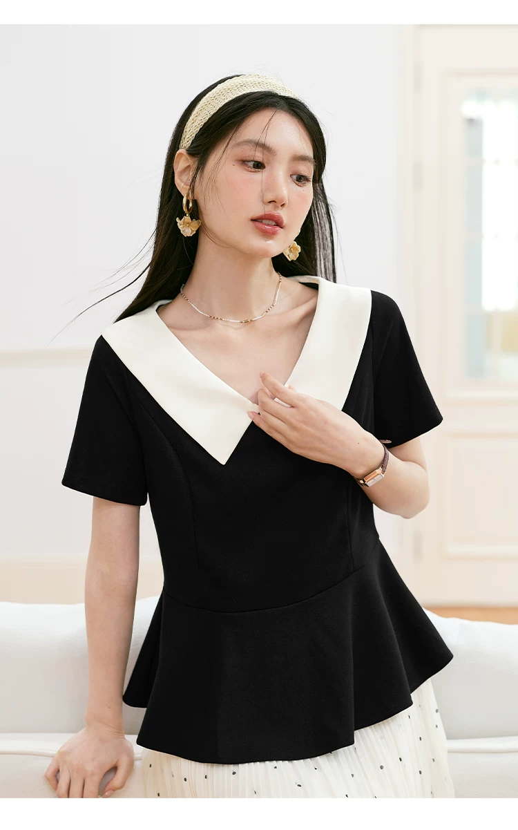 大尺碼娃娃領短袖T恤女2026新款小衫夏季漂亮掐腰荷葉邊上衣,大尺碼娃娃領短袖T恤女2026新款小衫夏季漂亮掐腰荷葉邊上衣,HBFS1230,大尺碼娃娃領短袖T恤女2026新款小衫夏季漂亮掐腰荷葉邊上衣,中大尺碼,掐腰顯瘦