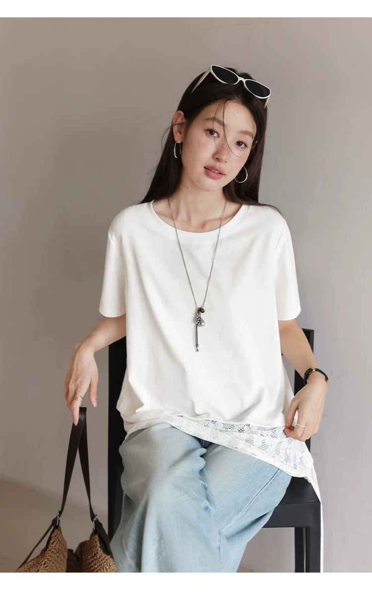 大尺碼胖mm寬鬆白色短袖T恤女2026新款夏季蕾絲拼接綁帶上衣,大尺碼胖mm寬鬆白色短袖T恤女2026新款夏季蕾絲拼接綁帶上衣,HBFS1247,大尺碼胖mm寬鬆白色短袖T恤女2026新款夏季蕾絲拼接綁帶上衣,中大尺碼,蕾絲拼接