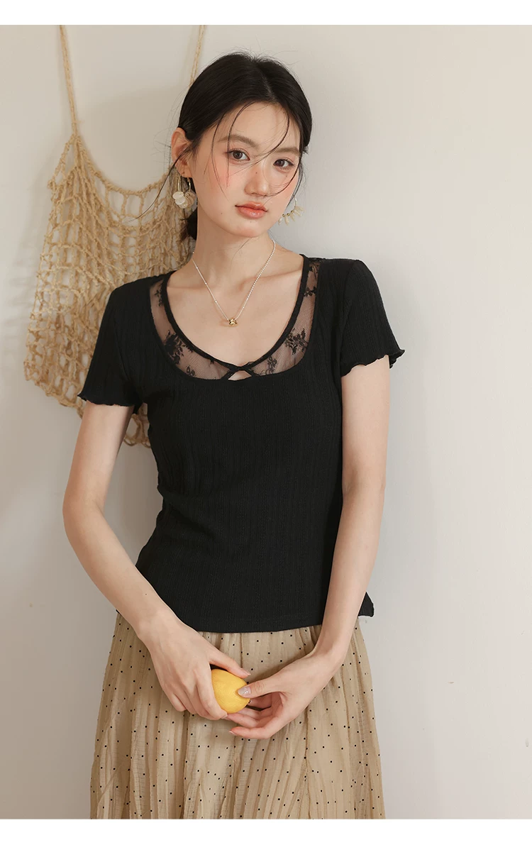 大尺碼巨好看短袖蕾絲拼接V領T恤女2026新款夏季簡約氣質上衣,大尺碼巨好看短袖蕾絲拼接V領T恤女2026新款夏季簡約氣質上衣,HBFS1289,大尺碼巨好看短袖蕾絲拼接V領T恤女2026新款夏季簡約氣質上衣,中大尺碼,蕾絲拼接