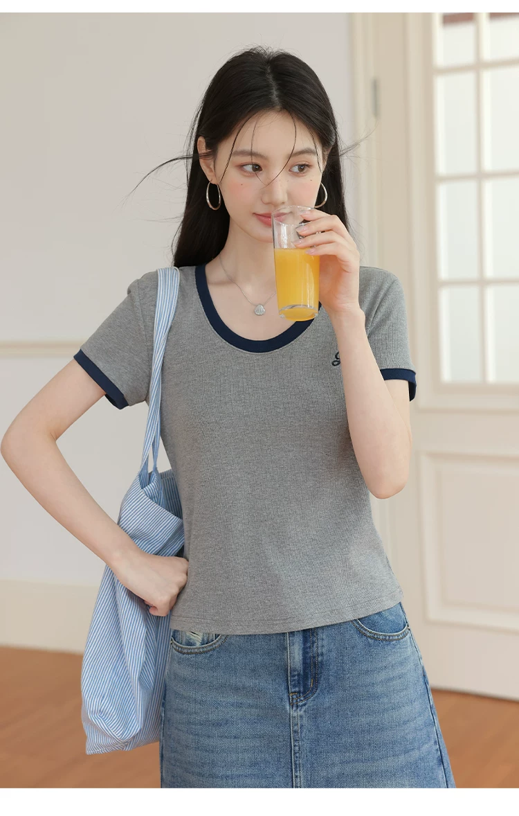 大尺碼胖mm巨遮肚夏裝正肩短袖T恤女2026新款寬鬆灰色上衣女,大尺碼胖mm巨遮肚夏裝正肩短袖T恤女2026新款寬鬆灰色上衣女,HBFS1302,大尺碼胖mm巨遮肚夏裝正肩短袖T恤女2026新款寬鬆灰色上衣女,中大尺碼,撞色拼接