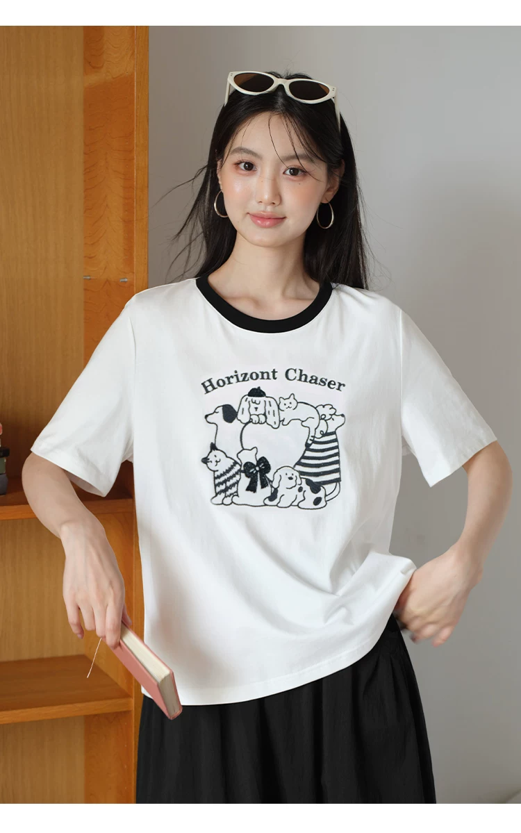 大尺碼刺繡短袖動物圖案T恤女夏2026新款微胖巨好看白色上衣,大尺碼刺繡短袖動物圖案T恤女夏2026新款微胖巨好看白色上衣,HBFS1314,大尺碼刺繡短袖動物圖案T恤女夏2026新款微胖巨好看白色上衣,中大尺碼,童趣印花